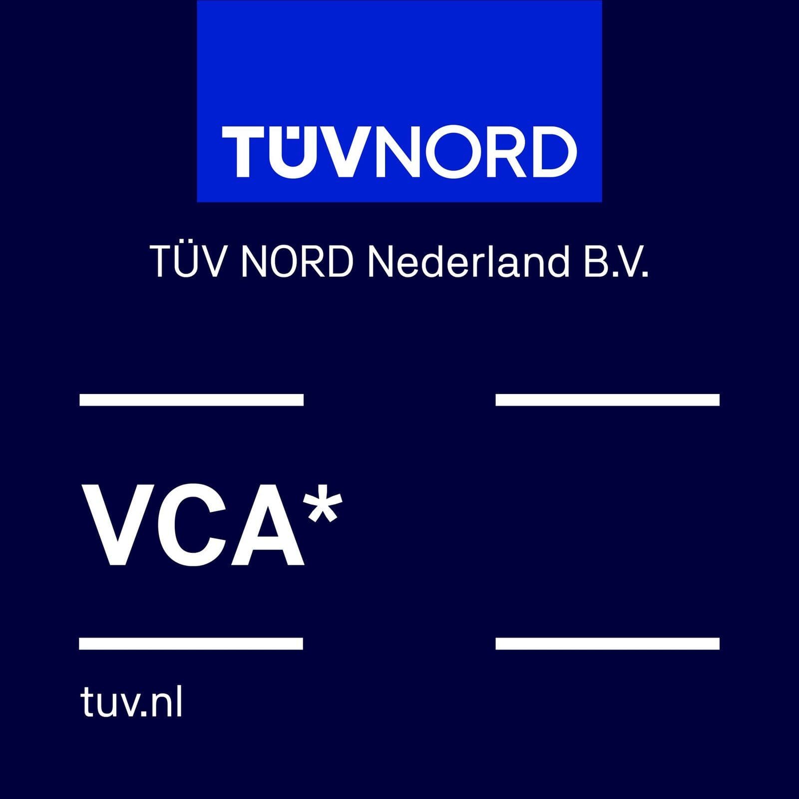 VCA*-certificaat van TUV NORD Nederland voor Bernardt VAD